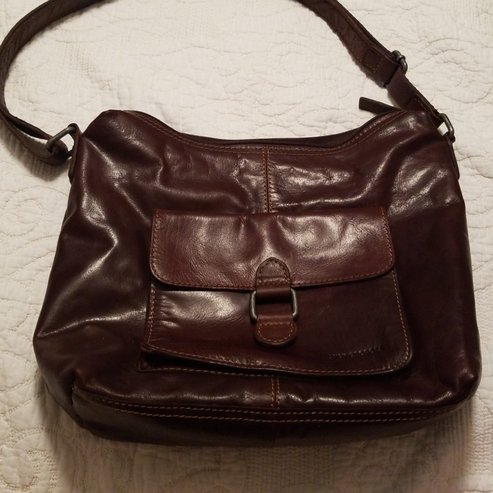 Jack Georges Brown Leather Handbag Purse